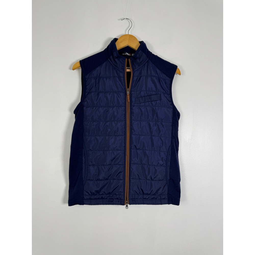 Gorpcore RLX Ralph Lauren Mens Small Hybrid Quilted Vest Navy Blue Wool Blend
